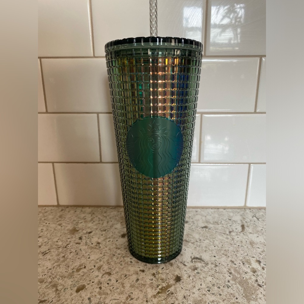 Starbucks Iridescent Green Grid Venti Tumbler